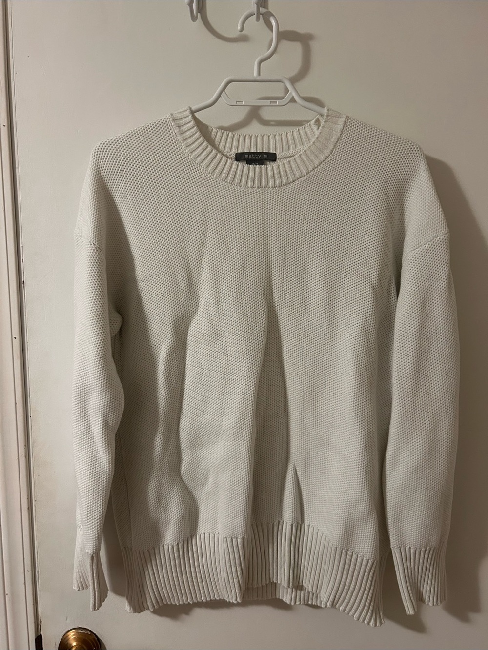 Matty M White Crewneck Sweater